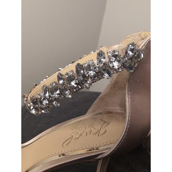 Badgley Mischka Jewel Lorraine blush rhinestone strap kitten heels - Picture 9 of 10